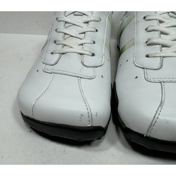 Diesel Evelyn Shoes Womens Sz 10 White Green Leather Sneakers Retro Y2K Vintage - Picture 3 of 9